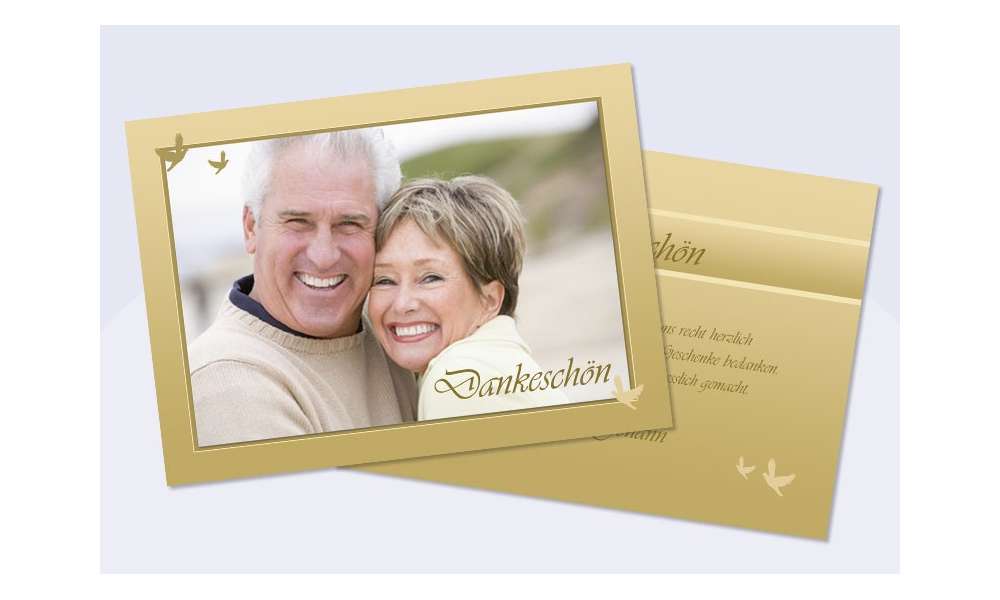 Danksagungskarte, Karte Hochzeit, gold
