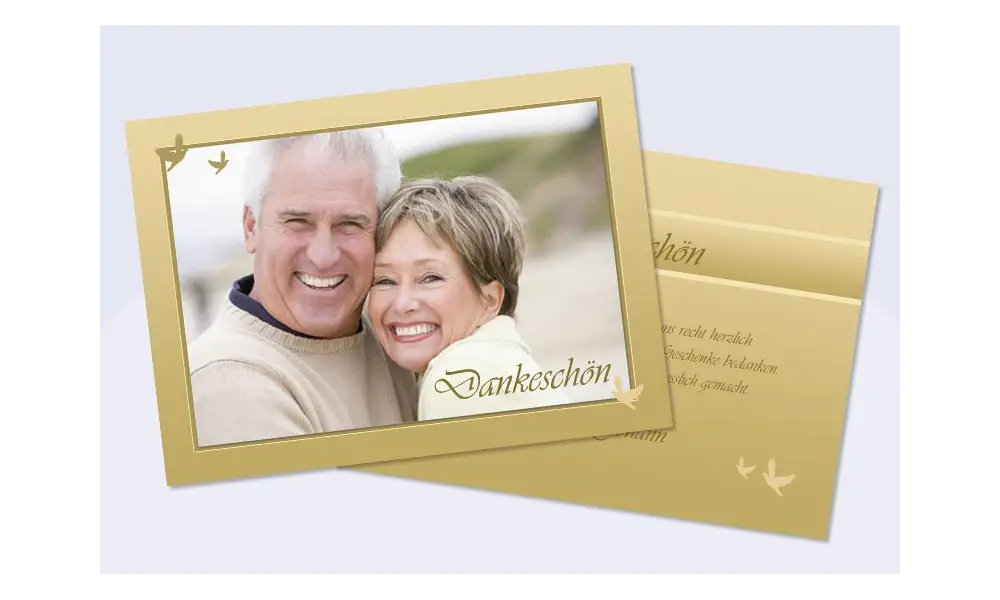 Danksagungskarte, Karte Hochzeit, gold
