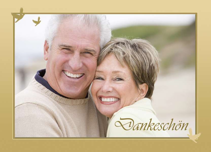 Danksagungskarte, Karte Hochzeit, gold