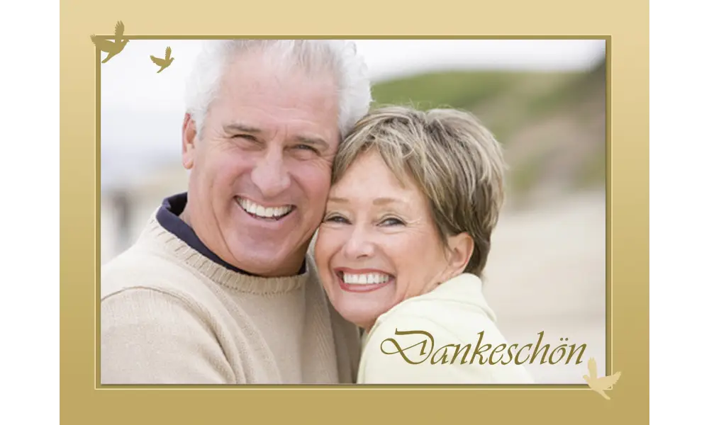 Danksagungskarte, Karte Hochzeit, gold