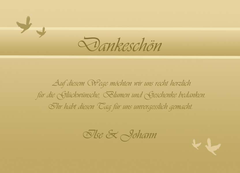 Danksagungskarte, Karte Hochzeit, gold