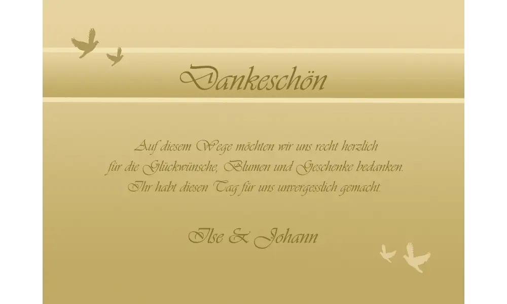 Danksagungskarte, Karte Hochzeit, gold