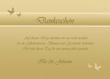 Danksagungskarte, Karte Hochzeit, gold