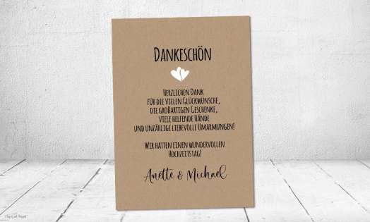 Dankeskarten Hochzeit viele Bilder Collage