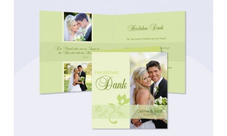 Danksagungskarte Hochzeit "Celine&Nick" Quadrat, grün