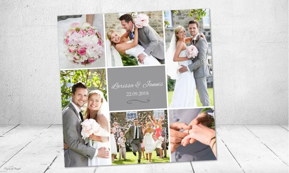 Danksagung Hochzeit quadratisch grau