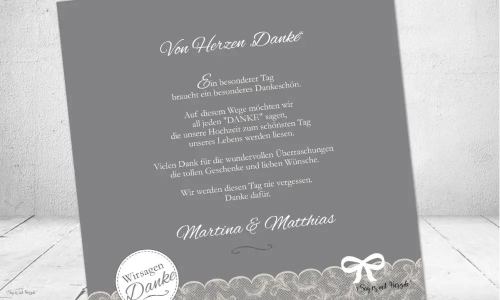 Danksagung Hochzeit quadratisch grau