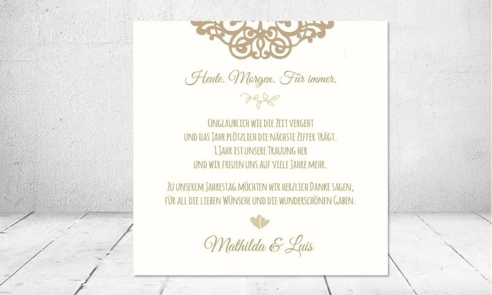 Danksagung Hochzeit gold quadratisch