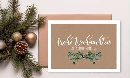 Firmen Weihnachtskarte mit Logo Kraftpapier Look