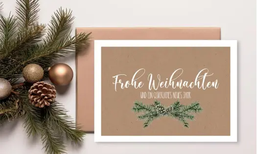 Firmen Weihnachtskarte mit Logo Kraftpapier Look