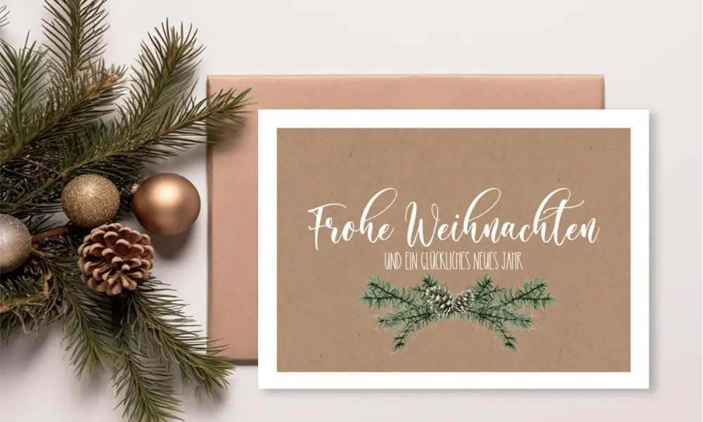 Firmen Weihnachtskarte mit Logo Kraftpapier Look