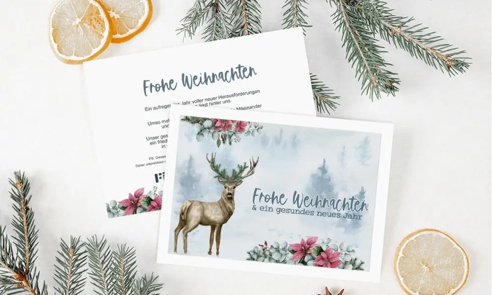 Geschäftliche Weihnachtskarten mit Logo individuell