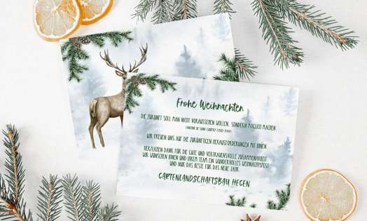 Individuelle Weihnachtskarten für Firmen mit Logo, Vintage Aquarell