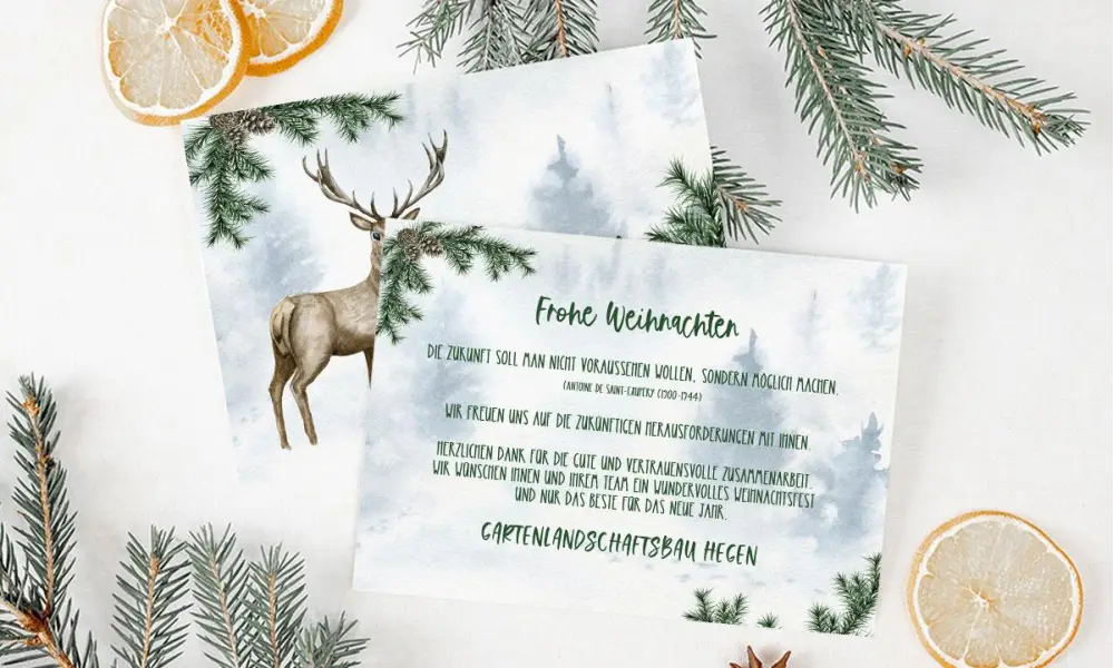 Individuelle Weihnachtskarten für Firmen mit Logo, Vintage Aquarell