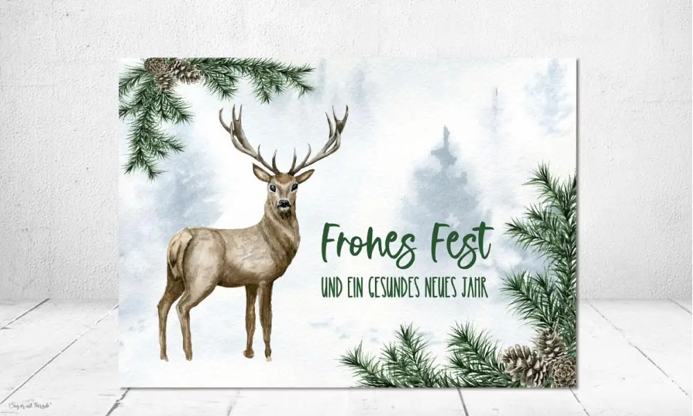 Individuelle Weihnachtskarten für Firmen mit Logo, Vintage Aquarell