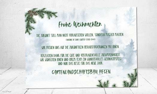 Individuelle Weihnachtskarten für Firmen mit Logo, Vintage Aquarell