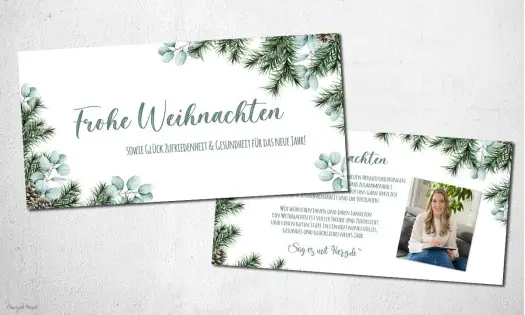 Geschäftliche Weihnachtskarte DIN Lang, individuell mit Firmenlogo