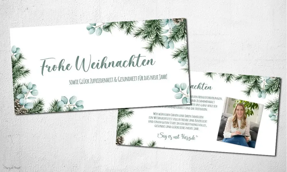 Geschäftliche Weihnachtskarte DIN Lang, individuell mit Firmenlogo
