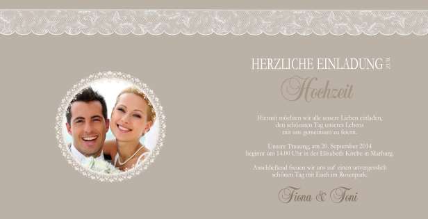 Einladungskarte Hochzeit "Spitze", Klappkarte Quadrat, cafe