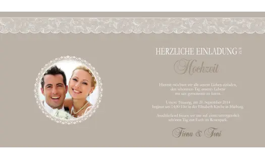Einladungskarte Hochzeit "Spitze", Klappkarte Quadrat, cafe