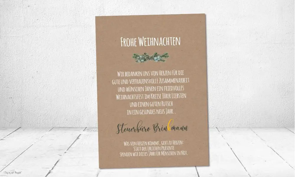 Weihnachtskarten für Unternehmen aus Recyclingpapier aus 100 % Altpapier, individuell mit Logo