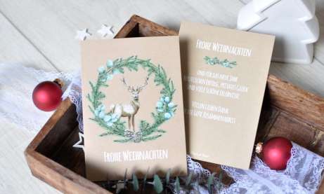 Weihnachtskarten für Unternehmen aus Recyclingpapier aus 100 % Altpapier, individuell mit Logo