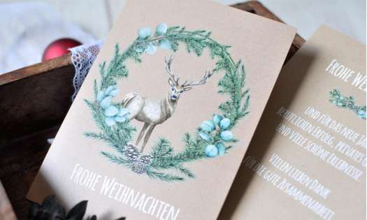 Weihnachtskarten für Unternehmen aus Recyclingpapier aus 100 % Altpapier, individuell mit Logo