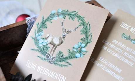 Weihnachtskarten für Unternehmen aus Recyclingpapier aus 100 % Altpapier, individuell mit Logo