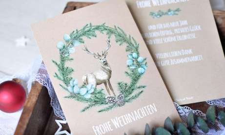 Weihnachtskarten für Unternehmen aus Recyclingpapier aus 100 % Altpapier, individuell mit Logo