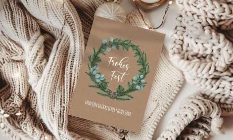 Weihnachtskarten für Unternehmen aus Recyclingpapier aus 100 % Altpapier, individuell mit Logo