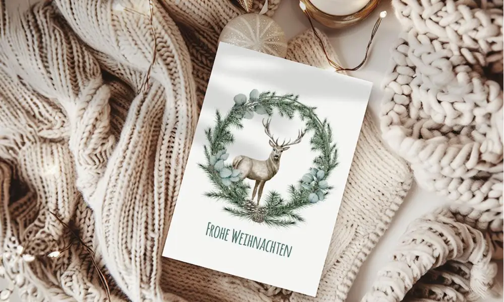 Weihnachtskarten für Unternehmen aus Recyclingpapier aus 100 % Altpapier, individuell mit Logo