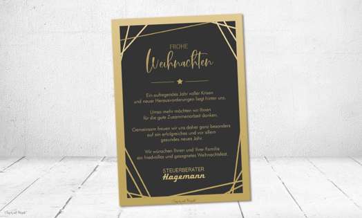 Weihnachtskarten Firmen, edel in Schwarz-Gold
