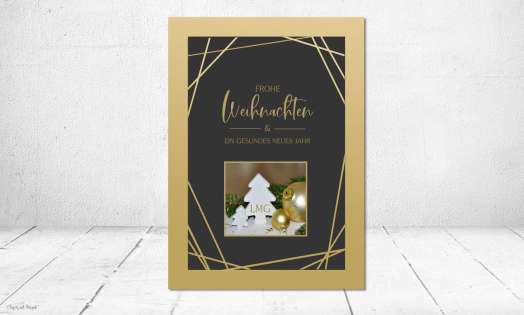 Weihnachtskarten Firmen, edel in Schwarz-Gold