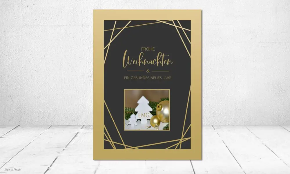 Weihnachtskarten Firmen, edel in Schwarz-Gold