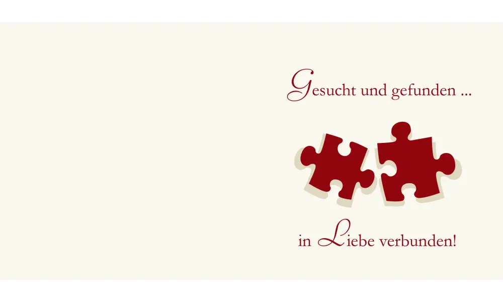 Einladungskarte Hochzeit "Puzzle", Klappkarte Quadrat, creme rot