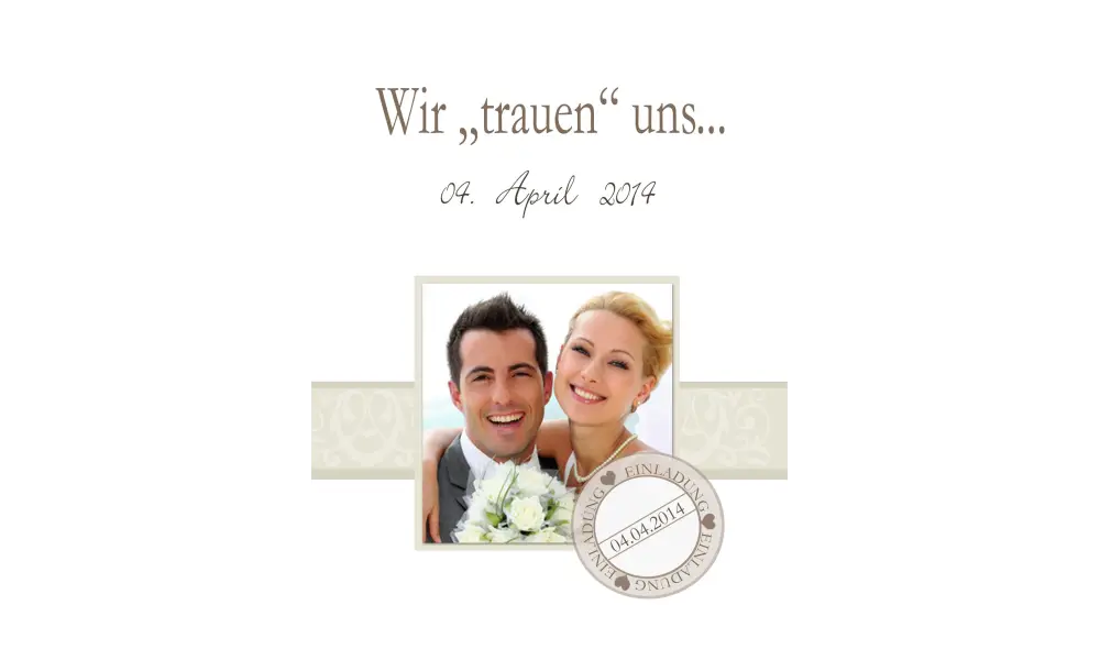 Einladungskarte Hochzeit "Ranken", Flachkarte , creme