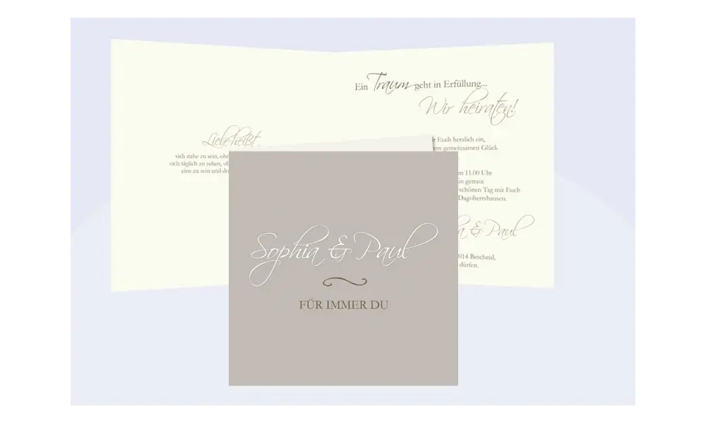 Einladungskarte Hochzeit "für immer", Klappkarte Quadrat, braun