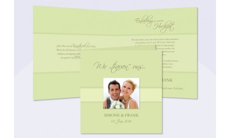 Einladungskarte Hochzeit, Klappkarte Quadrat, grün