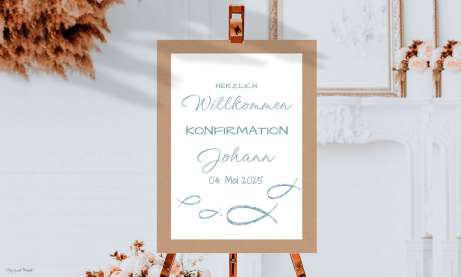Willkommensschild Kommunion Fisch