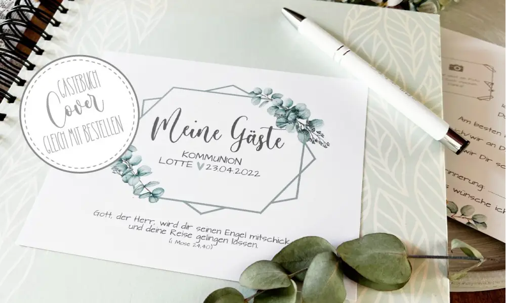Gästebuch Karten Konfirmation Eukalyptus