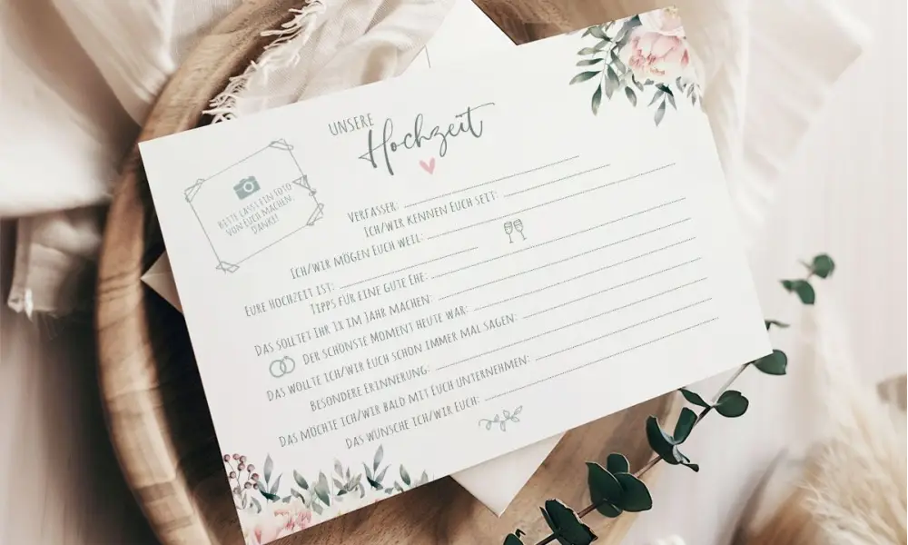 Gästebuch Hochzeit Karten zum Ausfüllen
