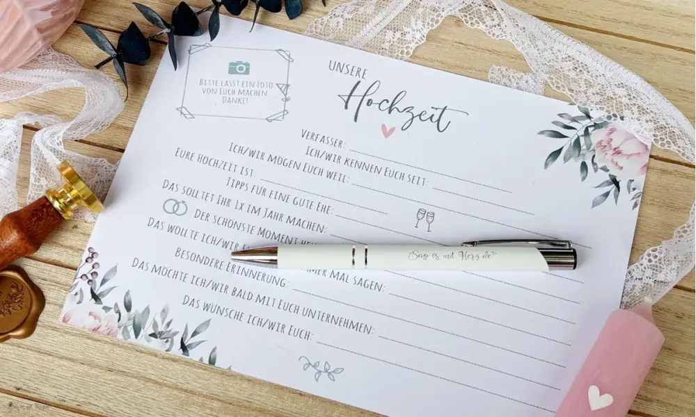 Gästebuch Hochzeit Karten zum Ausfüllen