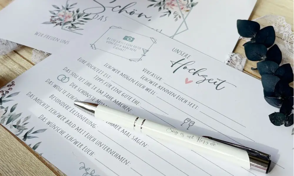 Gästebuch Hochzeit Karten zum Ausfüllen
