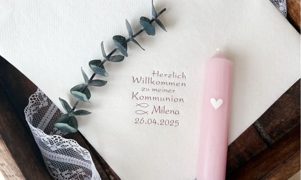 Servietten Kommunion personalisiert weiß rosegold mit Name