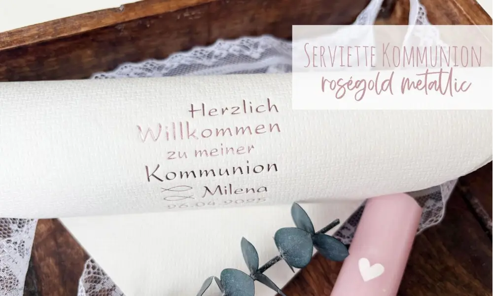 Servietten Kommunion personalisiert weiß rosegold mit Name