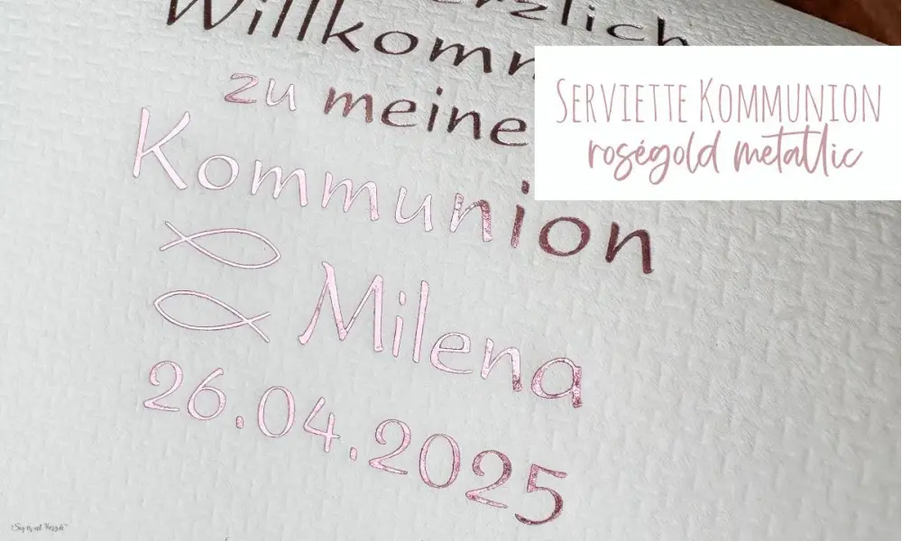 Servietten Kommunion personalisiert weiß rosegold mit Name