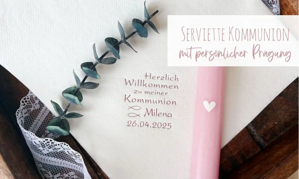 Servietten Kommunion personalisiert weiß rosegold mit Name