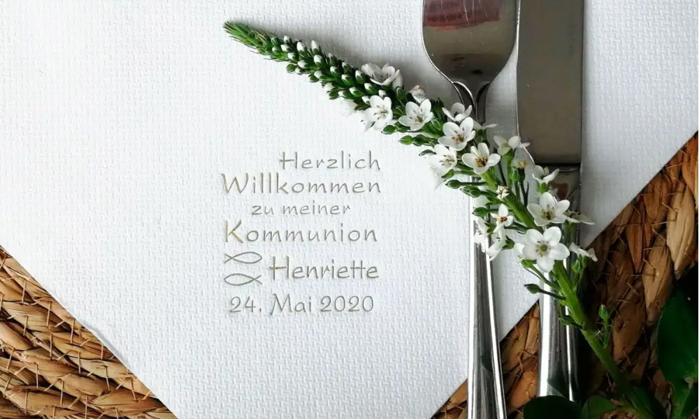 Servietten Konfirmation personalisiert mit Name weiß grau