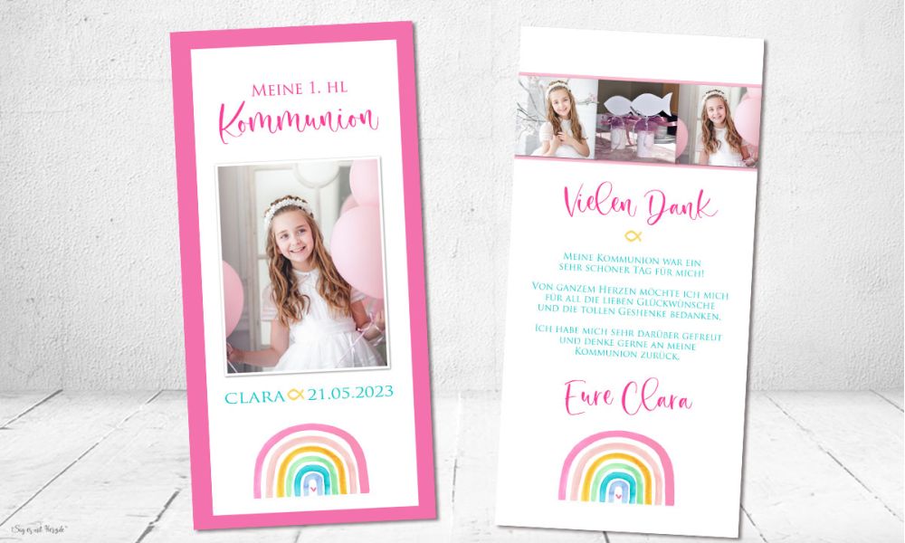 Dankeskarten Kommunion Regenbogen