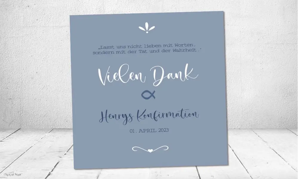 Dankeskarte Konfirmation ohne Foto